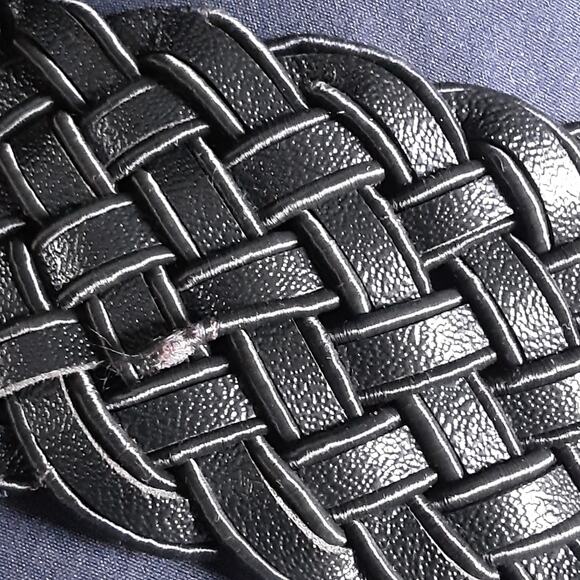 Wide Black Braided Fashion Belt Large Waist Round Wound Buckle - Picture 9 of 11